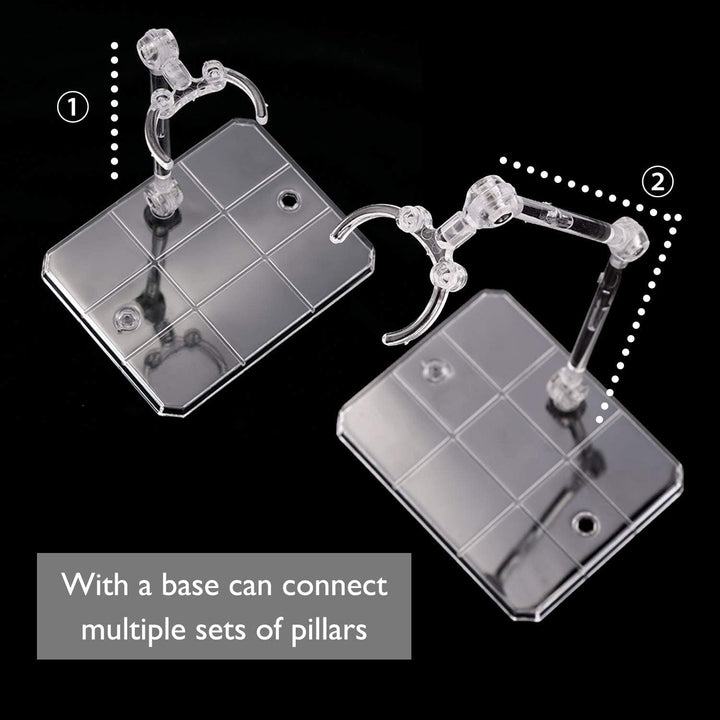 Action Figure Stand, 10Pcs Assembly Action Figure Display Holder Base Doll Model Support Display Stand Compatible with HG RG SD SHF Gundam 1/144 Toy Clear