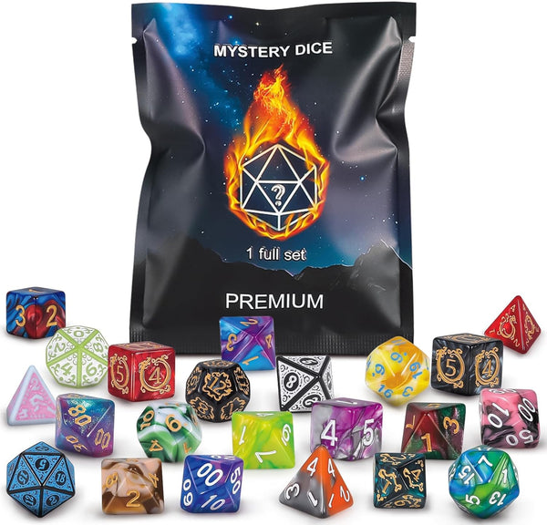 Polyhedral Dice - 8PCS Mystery Dice Set, Various Styles, Random D&D Dice Patterns & Dice Bag, DND Gifts, Suitable for Dungeons and Dragons, RPG, Mtg,Role Playing Table Game