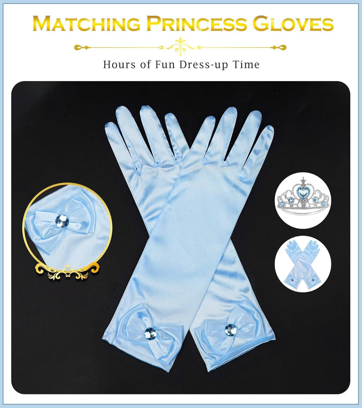 Princess Dress up Accessories Princess Crown Tiara for Little Girls, Princess Tiara Glove Wand Toy Gift for 3-6 Girl