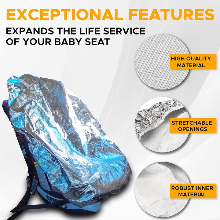 Baby Car Seat Sun Shade Cover | Infant Carseat Heat Protector Keeps Toddler Seat at a Cool Temperature | Reflective Car Seat Sunshade Blocks Out Heat | Baby Travel Accessories