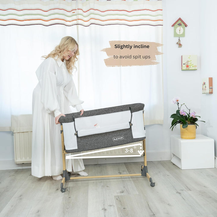 3 in 1 Baby Bassinet with Wheels, Portable Bedside Sleeper for Baby with 6 Adjustable Heights and Foam Mattress, Baby Bedside Crib for Newborns and Infants