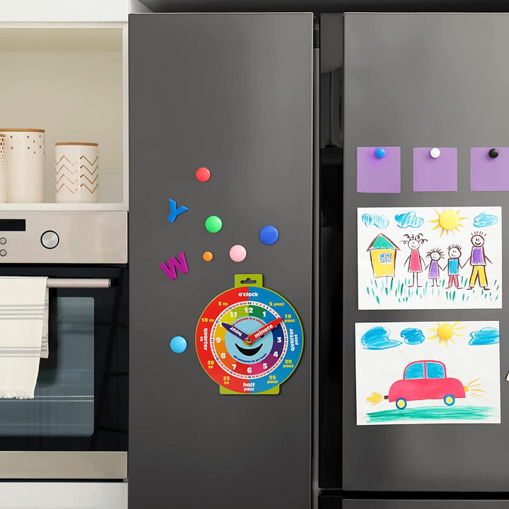 Early Learning Education Clock Moveable Hands Smiley Face Magnetic. - Easy to Use and to Learn for Young Children as Well as Durable and Portable.