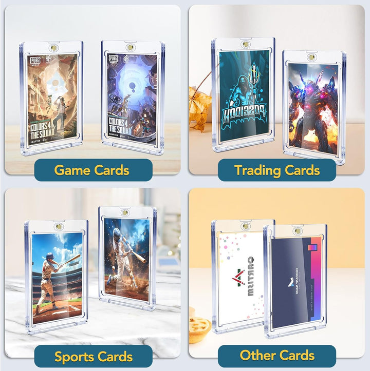 20Ct Magnetic Card Holders, 35Pt One Touch Card Holder, U-V Protection Hard Plastic Case for Trading Cards, Display Case for Sports, Baseball, Football, Game Cards