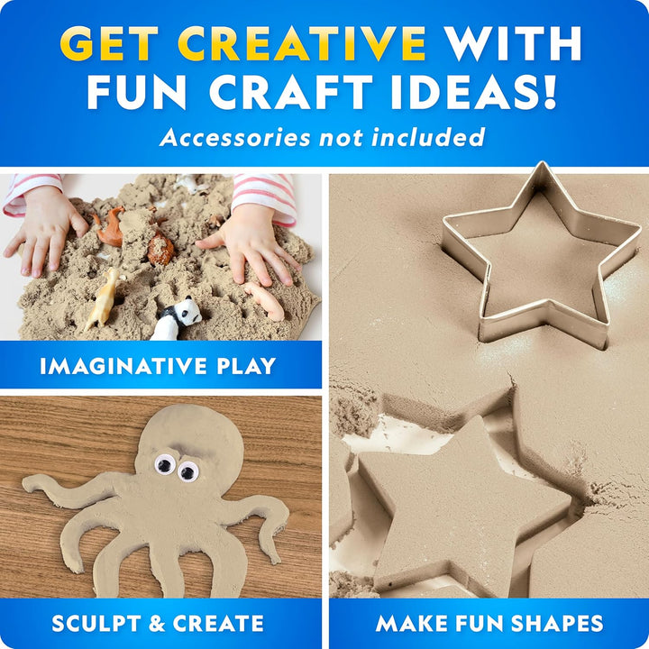 National Geographic Moon Sand - 12 Lbs. with Castle Molds (Natural) - a Fun No Mess Sensory Activity, Kids Fake Sand Play Set, Sensory Bin Filler