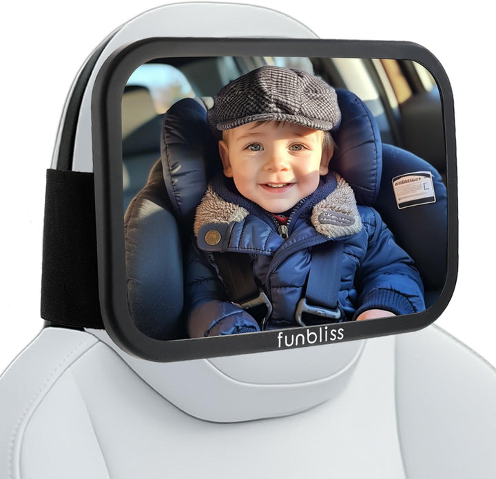 Baby Car Mirror Most Stable Backseat Mirror with Premium Matte Finish,Ultra High Definition PMMA Material, Secure and Shatterproof,Black
