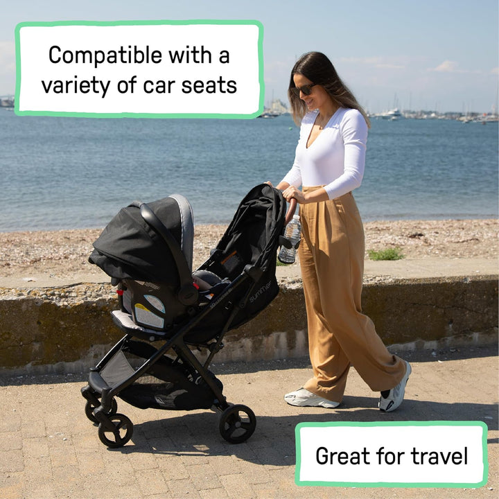Ingenuity 3Dquickclose CS+ Compact Fold Stroller – Lightweight Stroller with Oversized Canopy, Extra-Large Storage and Compact Fold, Gray