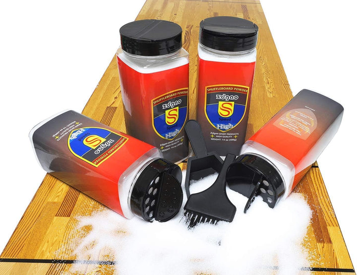 Shuffleboard Wax - Shuffleboard Sand 4 Pack with Mini Brush and Dustpan Set (4 X 14Oz)