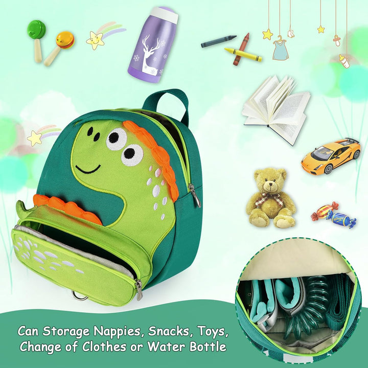 Toddler Harness Backpack Leash, Cute Dinosaur Backpacks with anti Lost Wrist Link, Cute Mini Child Backpack Wristband Tether Strap and Protection Leashes for Boys Girls Aged 1-3 Years