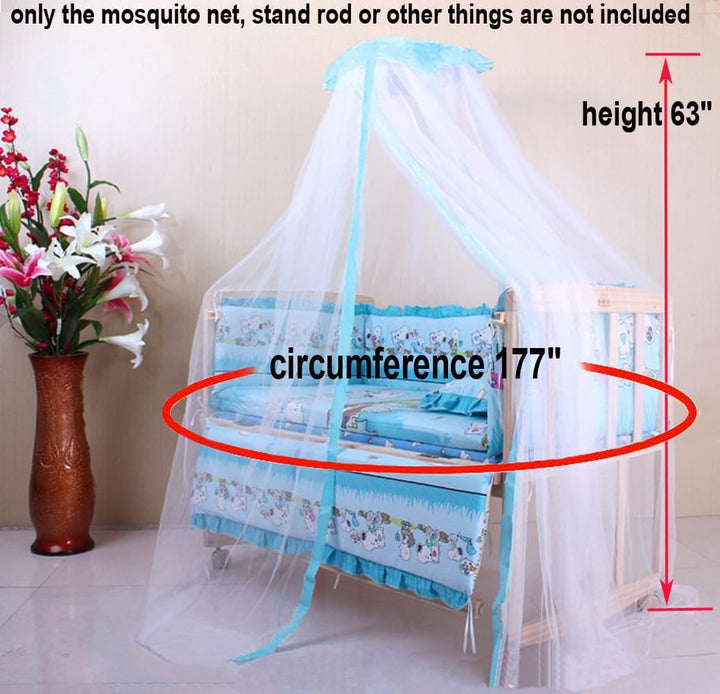 Crib Mosquito Net Crib Dome Bed Canopy Foldable Cot Net Tent Universal Palace Style Dome Bed Curtain (Stand Rod NOT Included)