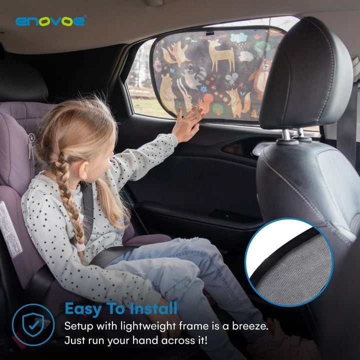 Car Window Shades (4 Pack) - Sun Shade Blocker for Baby & Children, Cling Window Cover, Glare Shield and UV Rays Protection, Side Window Screens for SUV, Mesh Car Window Shade (21"X14")