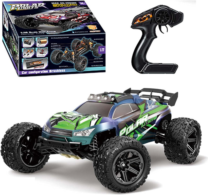 RC Car 1/14 Scale Brushless 4X4 Off-Road Truck, 30-45MPH High Speed RC Monster Truck with LED Lights, 2.4Ghz Remote Control, Large Wheel Professional Racing Model for Adults & Teens (【1:14】B002)