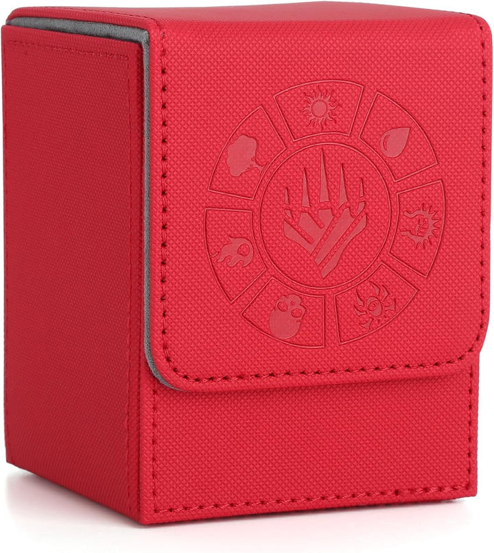Card Deck Box, 110+ Storage MTG Deck Box with 50 Pcs Card Sleeve, Collectible Trading Card Cases for Magic Commander and More (Black)