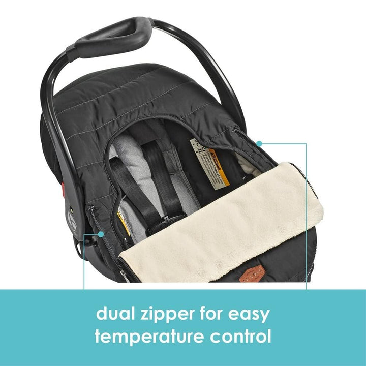 Winter Baby Car Seat Cover - Winter Car Seat Cover for Baby Seat or Stroller - Infant Car Seat Covers with Warm Sherpa Lining - Black