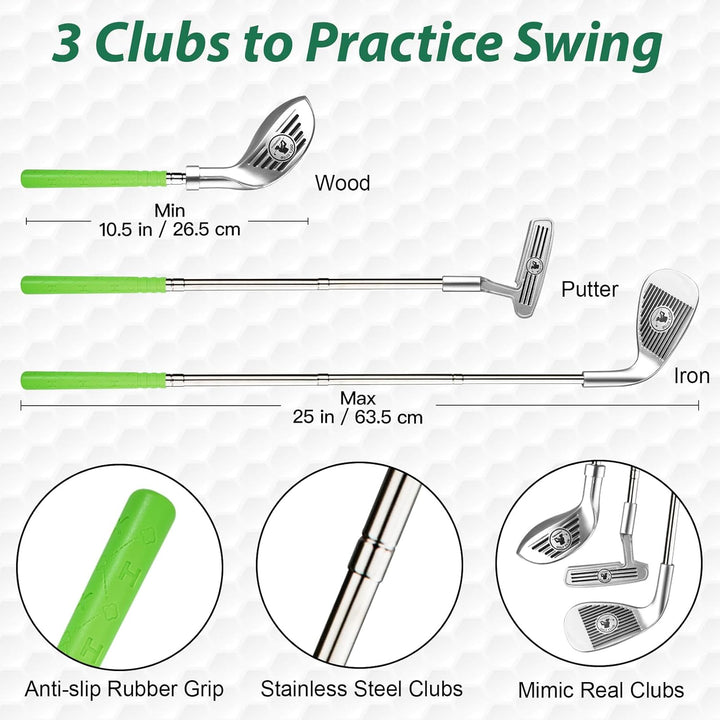Kids Golf Clubs for 3 4 5 6 Years Old, Retractable Toddler Golf Set with Storage Bag, Outdoor Indoor Sports Toy for Boys Girls Birthday Gift