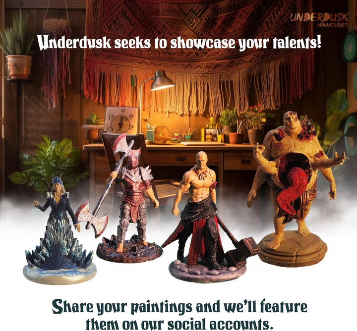 : Chaotic Encounters - 64 Unpainted Tabletop Miniatures for D&D, Pathfinder & Rpgs | Monster Figures Starter Pack with Stat Blocks