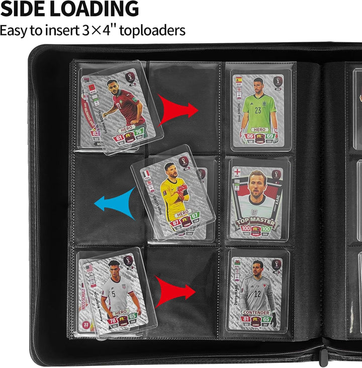 Toploader Binder, Top Loader Binder for Cards, Holds 324 Toploaders, 9-Pocket, Card Folders for Trading Cards or Sports Cards in 3 X 4'' Toploaders