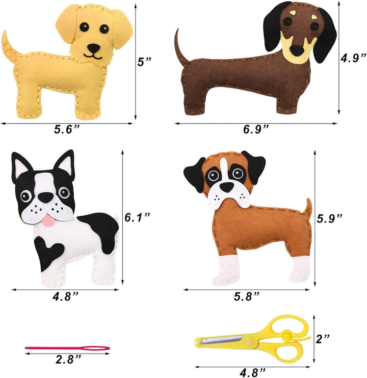 Puppy Craft Kit Kids DIY Crafting and Sewing Set Dog Stuffed Animal Felt Plushie for Girls and Boys Educational Beginners Sewing Set Sewing Kits for Kids Age 8 9 10 11 12