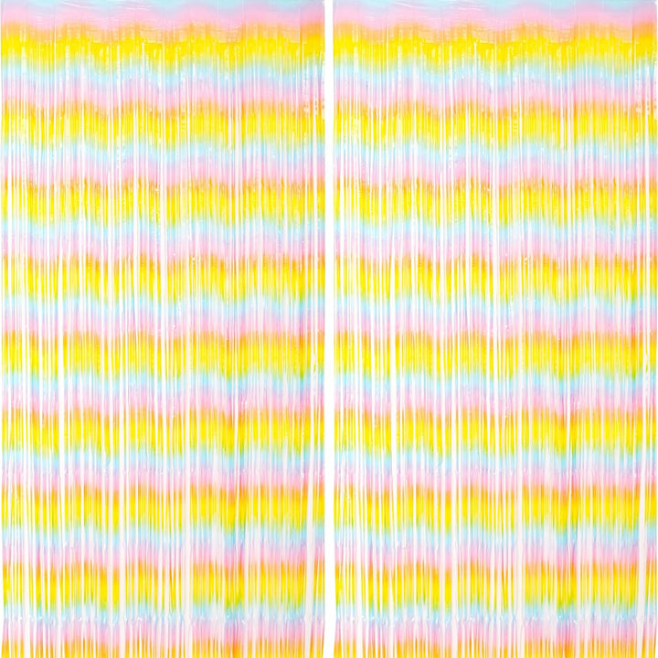 2 Pack Laser Pink Tinsel Foil Fringe Curtains, Mothers Day Pink Decorations, Metallic Tinsel Party Streamers Backdrop for Birthday Bachelorette Graduation Wedding Party Decorations
