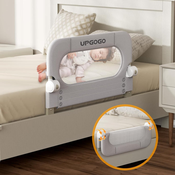 Folding Bed Rail for Toddlers,Baby Bed Rail Guard with Reinforced Anchor Safety System,Fit Bunk,Full Size,Queen,King,Twin(Grey,71"X23.6")