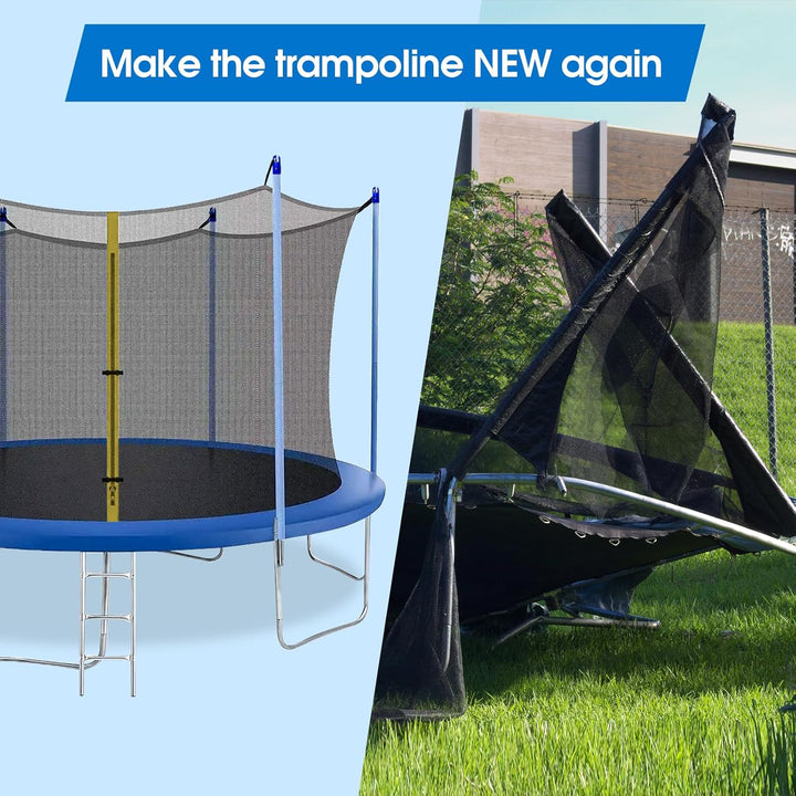 15FT Trampoline Net and Enclosure Replacement with Clamps, Screws, Bolts, Tube Caps - Fits 6 Straight Poles for 15 Feet round Trampoline Frame