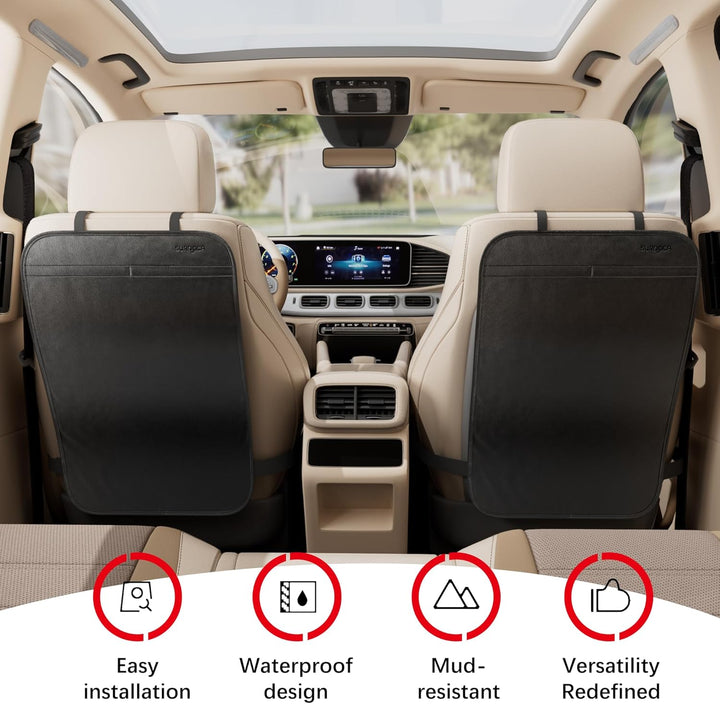 Kick Mats Back Seat Protector for Kids, Leather Car Back Seat Cover for Child, Offers Waterproof Protection of Car Seat Back from Dirt, Mud, Scratches