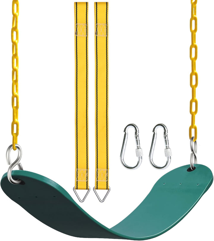 Swing Seat Support 660Lb with 68.9 Inch Anti-Rust Chains Plastic Coated 23.6 Inch Tree Hanging Straps and Locking Buckles Outdoor Playground Tree Swing-Green