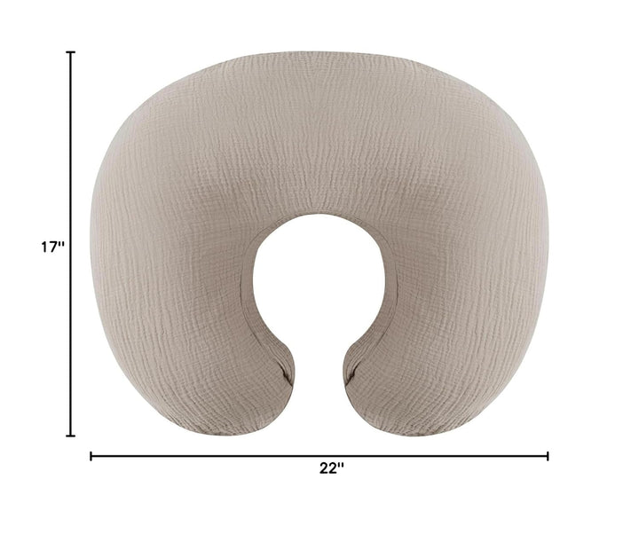 Muslin Nursing Pillow Cover Soft 100% Cotton Feeding Pillow Slipcover Fits Standard Infant Nursing Pillow for Baby Boy and Girl, Fog