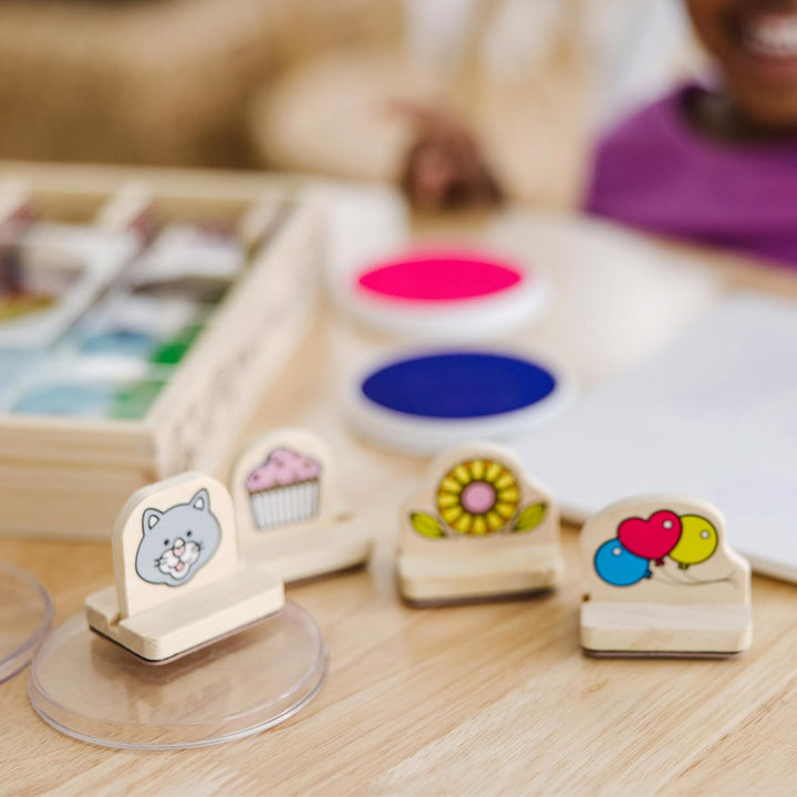 My First Wooden Stamp Set Favorites (8 Stamps with Handles, 2 Washable Ink Pads) Wooden Kids Stamps with Handles Set, for Kids Ages 3+