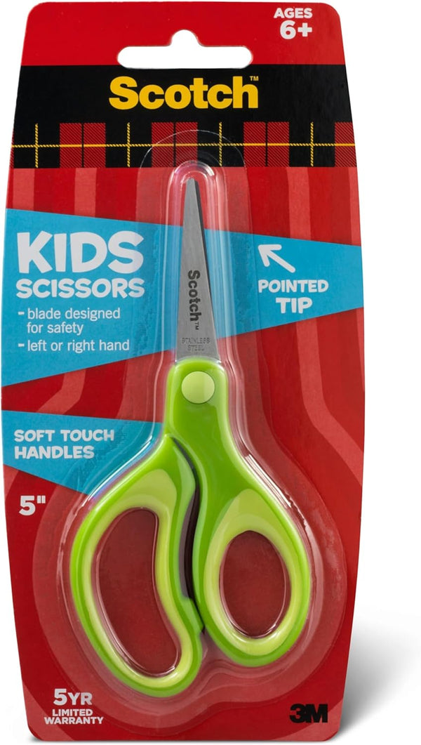 Kids Pointed Tip Scissors with Soft Touch, 5 Inches (1442P) (Colors May Vary)