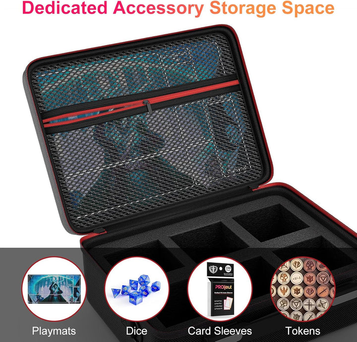Card Deck Box with Portable Case, 6 Pack Clear Commander Deck Box with 6 Dividers, Holds 600+ Double Sleeved Cards, Fit for MTG, Yugioh, TCG