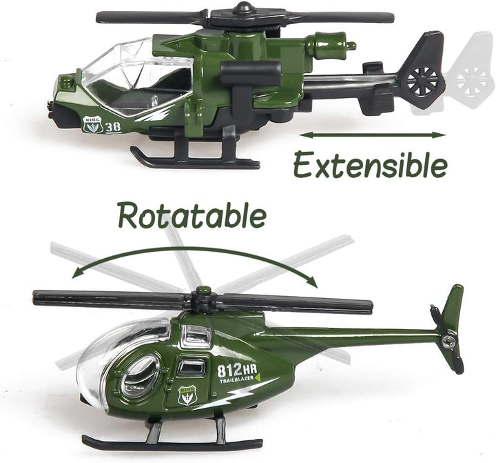 18 Pack Die-Cast Military Vehicles Sets,6 Pack Assorted Alloy Metal Models Car Toys and 12 Pack Soldier Army Men, Mini Army Toy Tank,Panzer,Anti-Air Vehicle,Helicopter Playset for Kids Boys