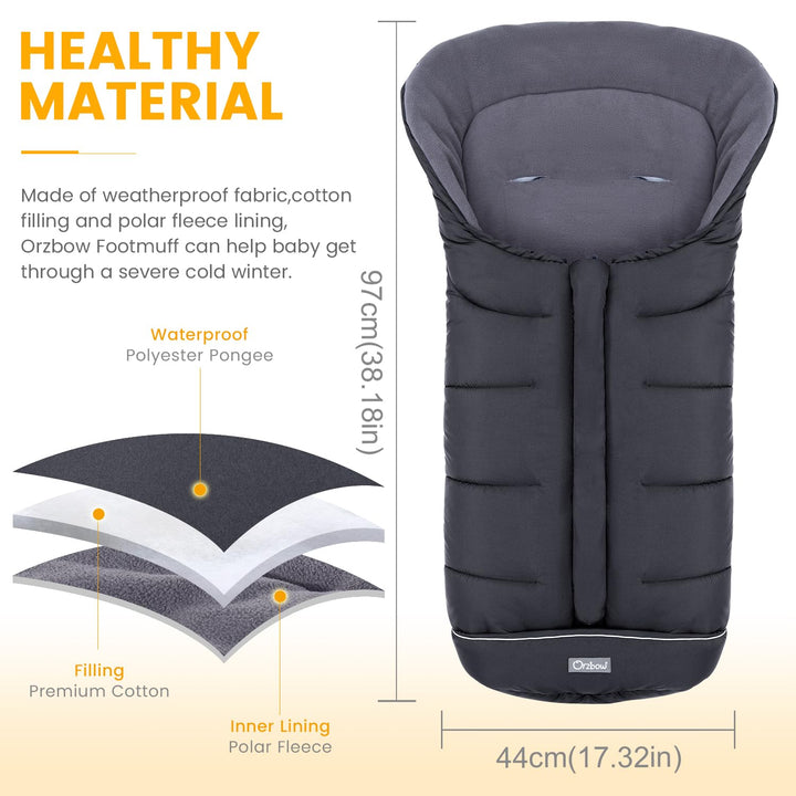 Universal Footmuff for Stroller, Winter Warm Baby Stroller Bunting Bag, Waterproof Windproof Warm Polar Fleece Lined for Toddler Stroller Sleeping Bag, Black