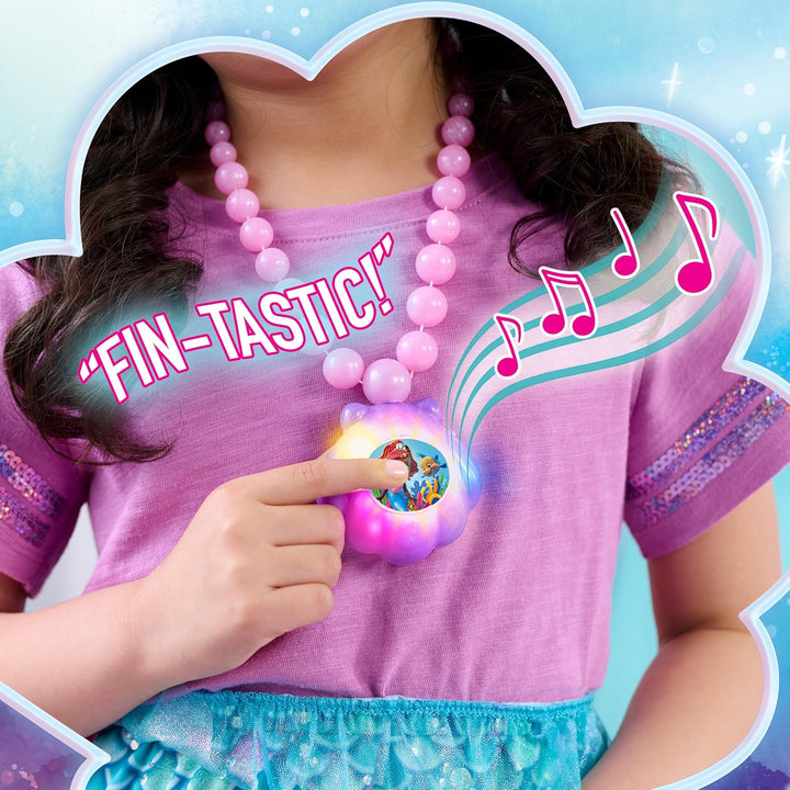Disney Junior Ariel Ocean Glow Necklace with Lights and Sounds, Dress up and Pretend Play, Kids Toys for Ages 3 up by