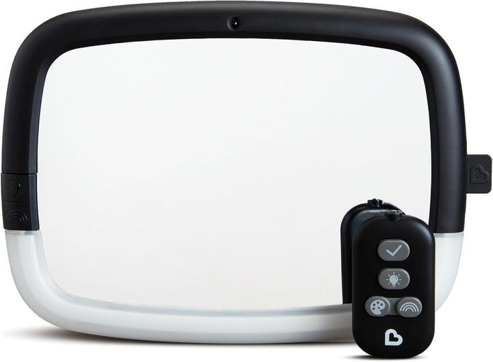 Baby Car Mirror for Rear Facing Car Seats, Night Light LED Pivot 360 Baby In-Sight Adjustable Auto Mirror, Black
