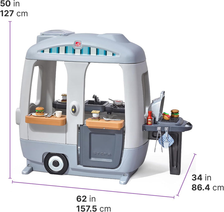 Adventure Camper Kids Playhouse, Indoor/Outdoor Playset & Kitchenette, Interactive Play with Sounds, Includes 52 Piece Toy Accessories, Made of Durable Plastic, for Toddlers 2+ Years Old