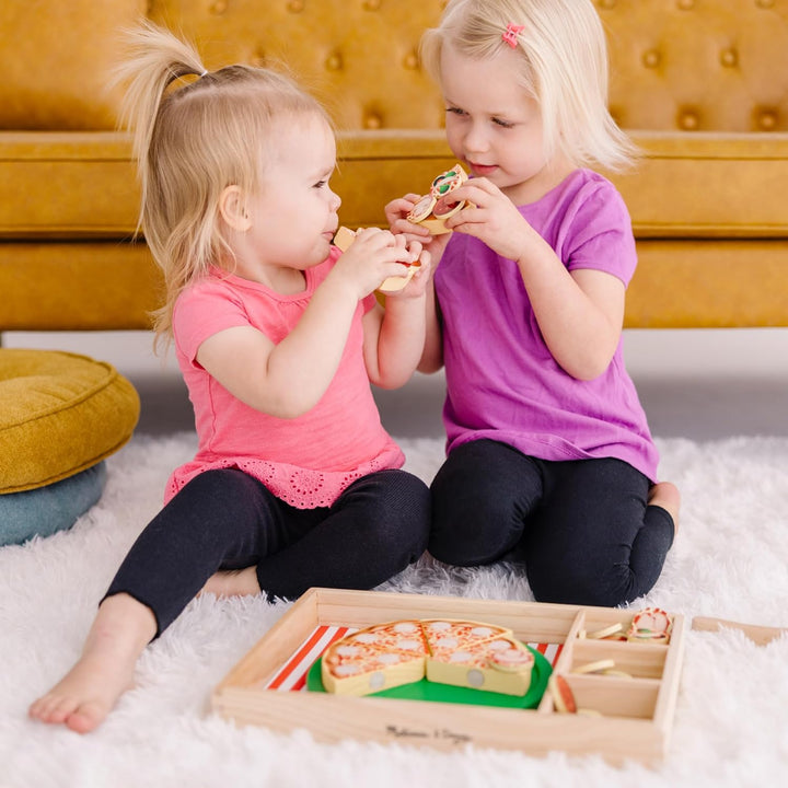 Pizza Party Wooden Play Food Set with 54 Toppings
