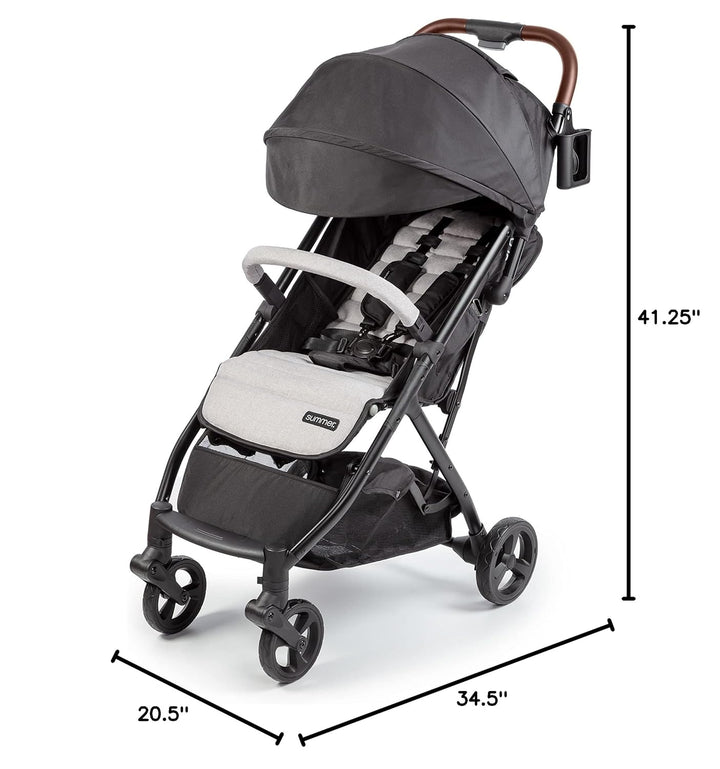 Ingenuity 3Dquickclose CS+ Compact Fold Stroller – Lightweight Stroller with Oversized Canopy, Extra-Large Storage and Compact Fold, Gray