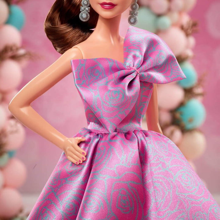 Signature Birthday Wishes Doll, Collectible Fashion Doll in Satiny, Pink Dress with Wavy Brown Hair and Giftable Packaging