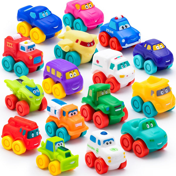 Cartoon Cars, Soft Rubber Toy Car Set, Mini Vehicles, Bath Toy Car for Toddlers, Gift for Boys and Girls Easter Basket Stuffers, Summer Beach and Pool Activity, Party Favors for Kids