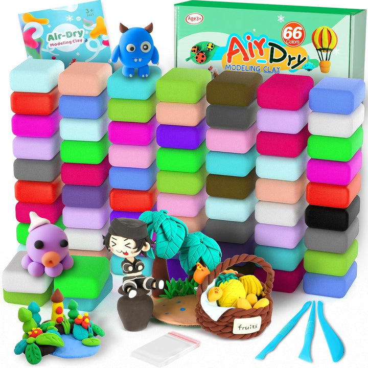Air Dry Clay for Kids,90 Colors Modeling Model Magic Clay,Diy Molding Clay Starter Kit with Sculpting Tools,Soft and Non-Sticky,Art and Crafts for Boys & Girls 3-12 Years Old.