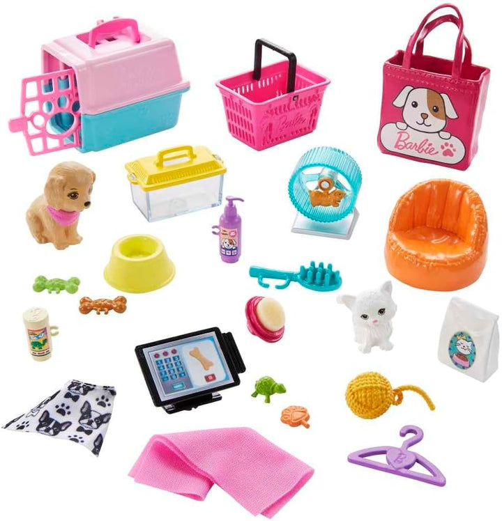 Doll & Playset, Pet Boutique with 4 Pets, Color-Change Grooming Feature & 20+ Themed Accessories