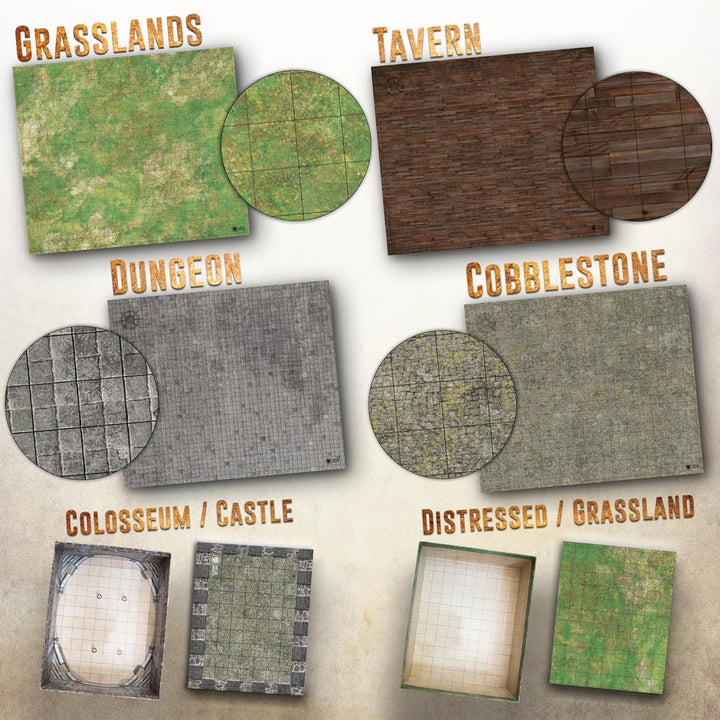 DND Map Starter Kit - 22” X 26" Double Sided, Wet/Dry Erase Battle Terrain Grid - Ultimate Tabletop Board Gaming Experience with Accessories