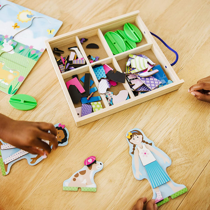 Best Friends Magnetic Dress-Up Wooden Dolls Pretend Play Set (78 Pcs)
