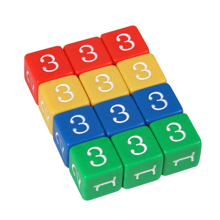 Plastic 3/4-Inch Color Number Dice (Set of 12)