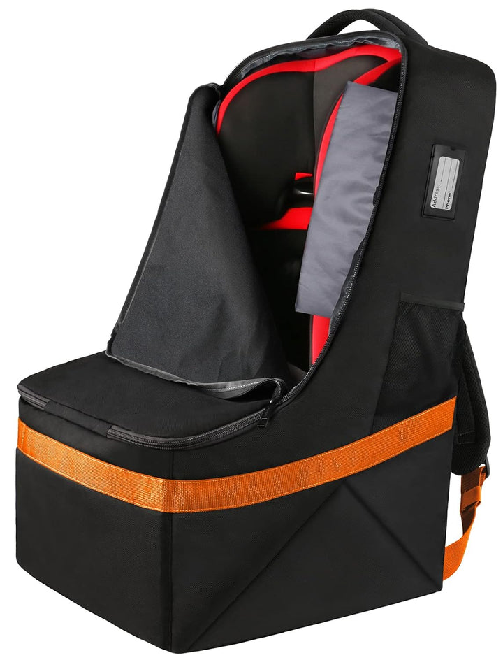 Padded Car Seat Travel Bag Backpack for Airplane, Heavy Duty Car Seat Bags for Air Travel, Carseat Cover for Airplane Travel with Shoulder Strap, Car Seats Carrier for Airport, Black