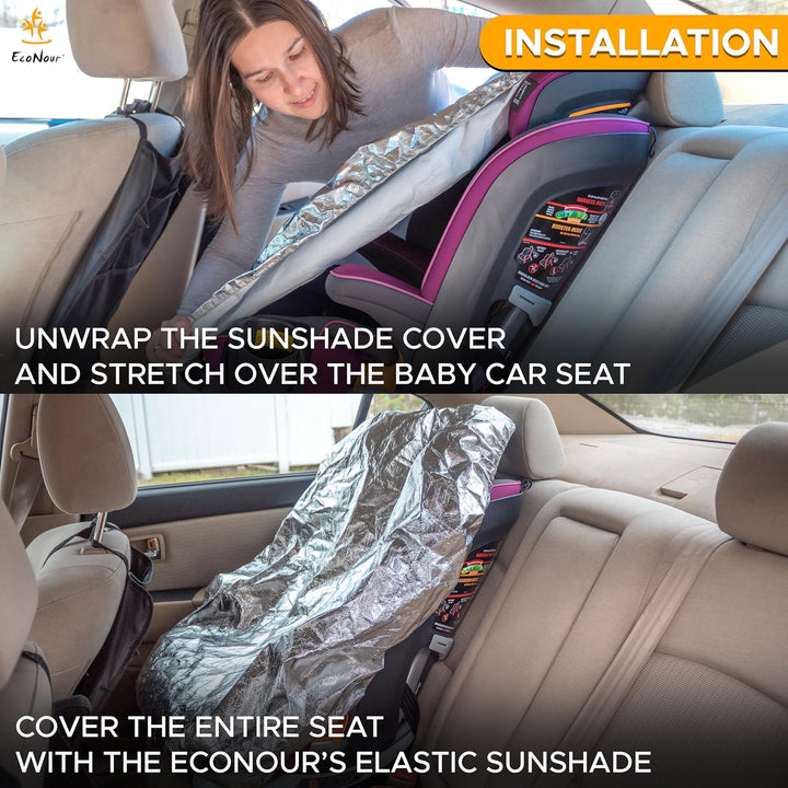 Baby Car Seat Sun Shade Cover | Infant Carseat Heat Protector Keeps Toddler Seat at a Cool Temperature | Reflective Car Seat Sunshade Blocks Out Heat | Baby Travel Accessories