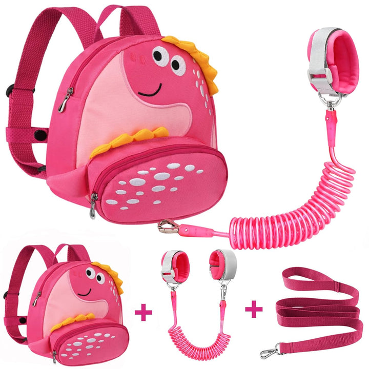Toddler Harness Backpack Leash, Cute Dinosaur Backpacks with anti Lost Wrist Link, Cute Mini Child Backpack Wristband Tether Strap and Protection Leashes for Boys Girls Aged 1-3 Years
