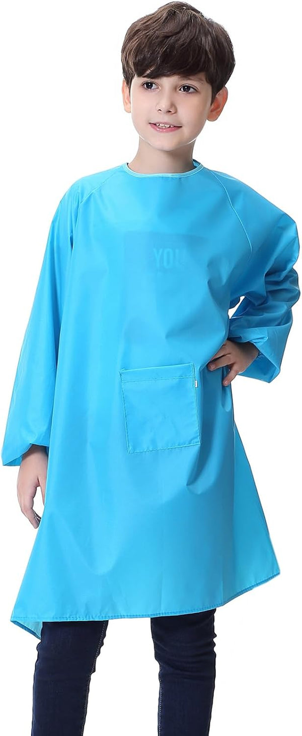 Kids Art Smock, Waterproof Apron with Pocket for Children, Artist Painting Aprons Smocks with Long Sleeve