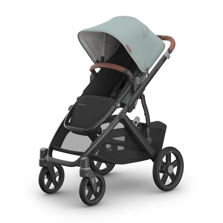 Vista V3 Stroller - Full-Size Single-To-Double Stroller System - Toddler Seat, Bug Shield, Rain Shield, and Storage Bag Included - Jake (Charcoal/Carbon Frame/Black Leather)
