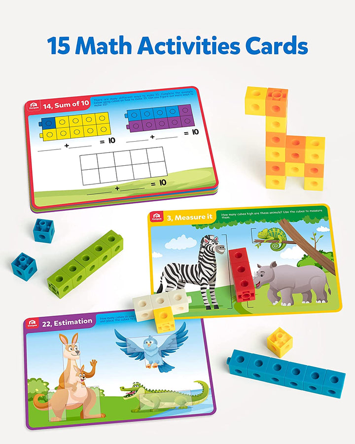 Math Manipulatives, Math Game for Kids 3-8 with Number Counting Snap Linking Cube, 1St Grade Math Flashcards Toy Gift for Preschool Learning